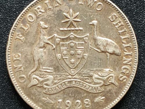 Australia XF+ 1928 George V Silver Florin