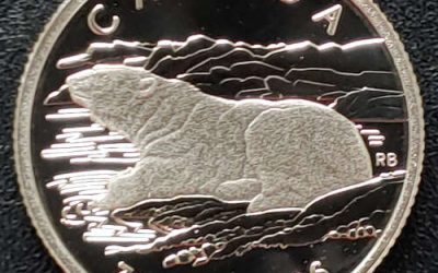 Canada Proof 1990 pure 1/4oz Platinum $75 Polar Bear, 2624 issued