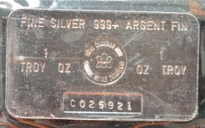 R.C.M. .999+ Fine Ounce Silver Bar #CO25921 in original packaging