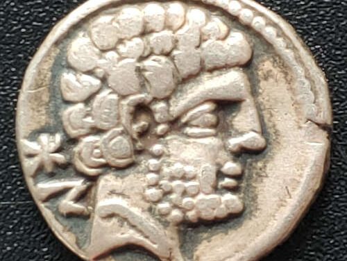 Celtic Iberia 180-20BC Bolskan 3.95gm Silver Denarius, solder