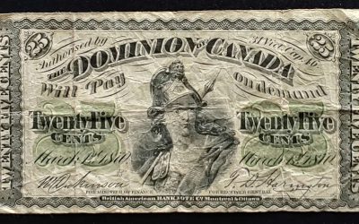 Dominion of Canada #DC1b VG 1879 25c Shinplaster