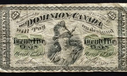 Dominion of Canada #DC1b VG 1879 25c Shinplaster