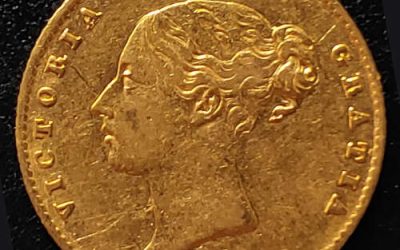 G.B. VF+ 1847 Queen Victoria Shield type Gold Half Sovereign