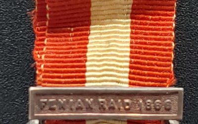 Fenian Raid 1866 Silver Miniature Medal w/ Bar and Ribbon