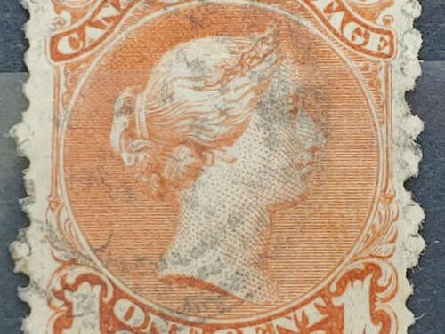 Canada #22a VF Used 1868 1c Watermarked Large Queen
