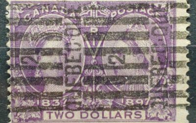 Canada #62 Fine Quebec roller Used 1897 $2 Jubilee