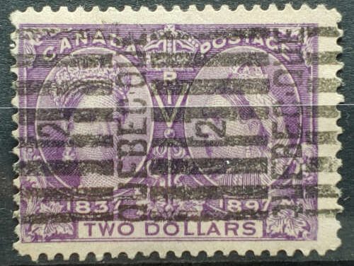 Canada #62 Fine Quebec roller Used 1897 $2 Jubilee