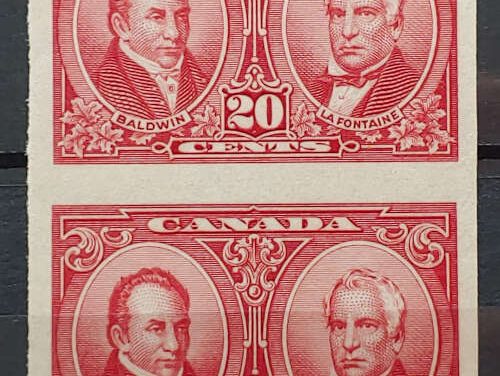 Canada #148a VF Mint 1 NH 1927 20c Imperforate Pair