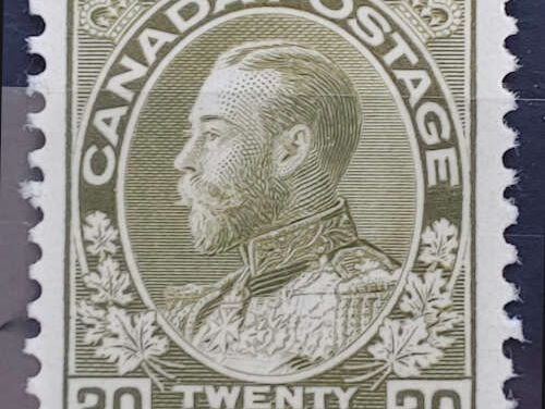 Canada #119 VF Mint 1925 20c Olive Green, Dry Printing