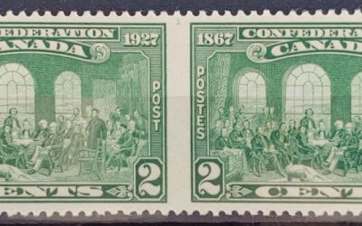 Canada #142b VFNH 1927 2c Confederation Perf by Imperf Pair