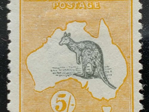 Australia #44 Fine Mint HR 1915 5/- Roo