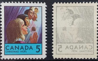 Lot 61 Canada #502ii VFNH 1969 5c Christmas, Black Reverse Offset Variety