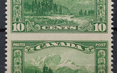 Canada #155c VF one NH 1928 10c Mt Hurd Perf by Imperf Pair