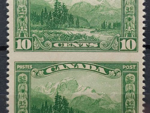 Canada #155c VF one NH 1928 10c Mt Hurd Perf by Imperf Pair