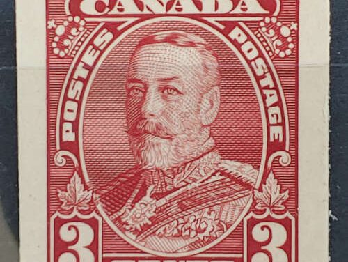 Canada #219P VF 1935 3c George V Plate Proof, 800 issued