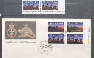Canada #1250ii VFNH 1989 LR 38c Regiments Plate Block and FDC (8)