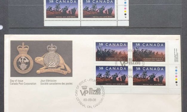 Canada #1250ii VFNH 1989 LR 38c Regiments Plate Block and FDC (8)