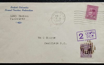 Caulfeild, B.C. #252, J16 1947 2c Postage Due Thorne Cover