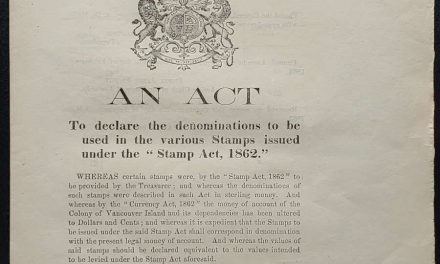 Stamp Act, 1862 3pgs Assented to by James Douglas Governor