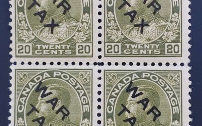 Canada #MR2C Fine+ Never Hinged 1915 20c War Tax Block