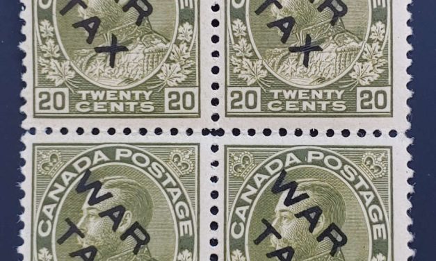 Canada #MR2C Fine+ Never Hinged 1915 20c War Tax Block