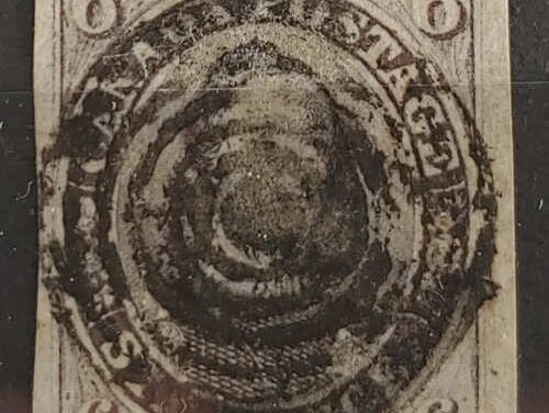 Canada #5 VF Used 1855 6d Albert, sealed tear
