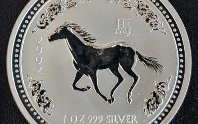 Australia BU 2002 .999 fine Year of the Horse Ounce Silver $1