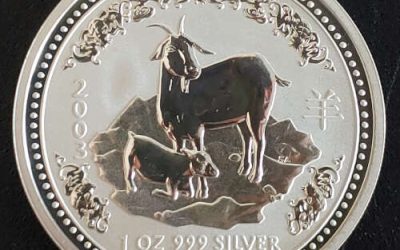 Australia BU 2003 .999 fine Ounce Year of the Ram Silver $1