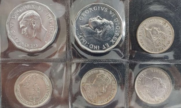 5 Centsation: Cda AU 1900, 1907, XF 1914, BU 1944-5, Nfld AU 1942C