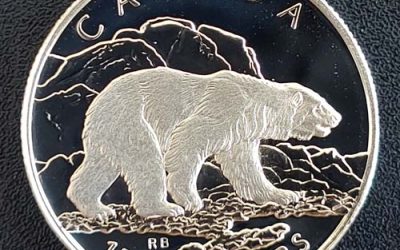 Canada Proof 1990 pure 1/2oz Platinum $150 Polar Bear, 2,629 issued