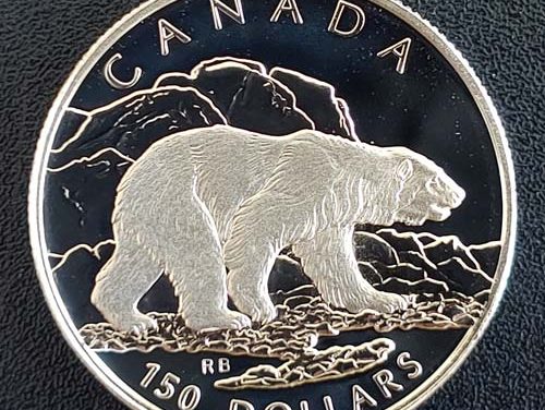 Canada Proof 1990 pure 1/2oz Platinum $150 Polar Bear, 2,629 issued