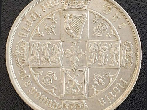 G.B./Colonial Canada Unc 1886 Victoria Gothic Silver Florin