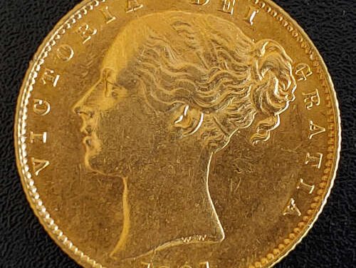 G.B./Colonial Canada XF+ 1861 QV Shield Gold Sovereign