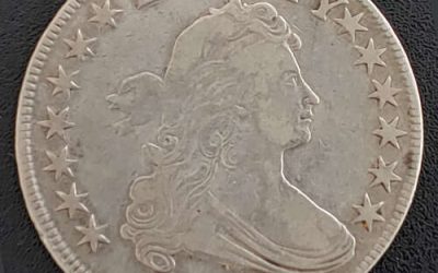 U.S.A. VF20 1806 Draped Bust Silver Half Dollar, die crack