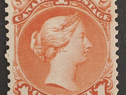 Canada #22 Fine Never Hinged 1868 1c LQ, 1988 Greene Cert