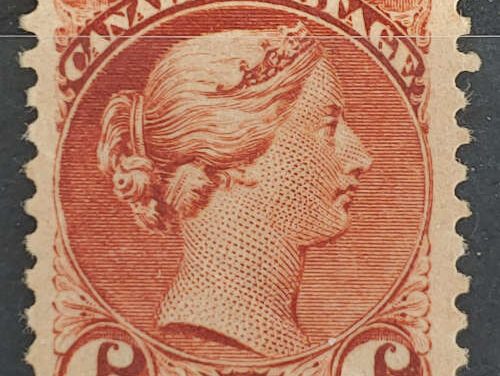 Canada #43i VF Mint HR 1890 6c SQ shade w/ offset