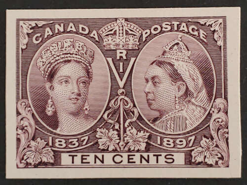 Canada #57P VF 1897 10c Jubilee Plate Proof on card