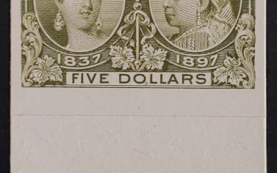 Canada #65P VF 1897 $5 Jubilee bottom margin Plate Proof