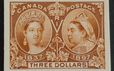 Canada #63P VF 1897 $3 Jubilee Pl. Proof on card, 750 issued