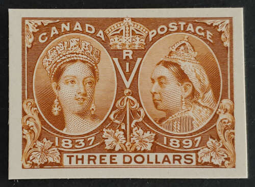 Canada #63P VF 1897 $3 Jubilee Pl. Proof on card, 750 issued
