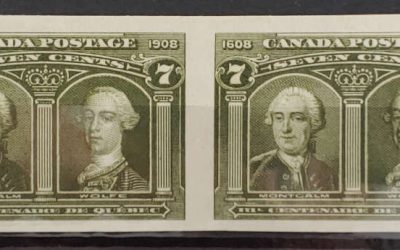 Canada #101i VF Unu 1908 7c Quebec Imperf Pair