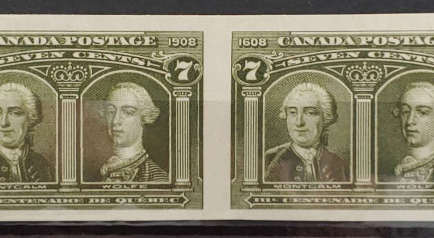 Canada #101i VF Unu 1908 7c Quebec Imperf Pair