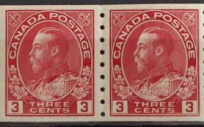 Canada #130b VFNH 1934 3c Admiral Perf 8 Vertical Coil Pair
