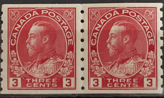 Canada #130b VFNH 1934 3c Admiral Perf 8 Vertical Coil Pair