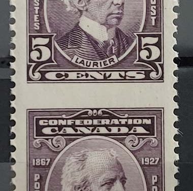 Canada #144c VFNH 1927 5c Laurier Perf by Imperf Pair