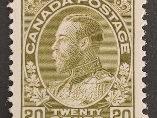 Canada #119iv VF Mint 20c Admiral retouched vertical line at UR