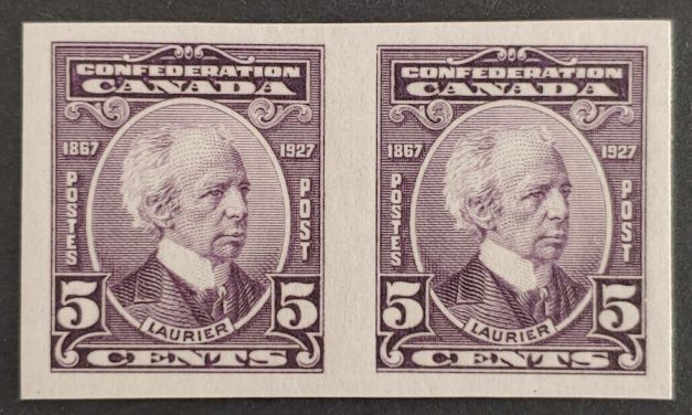 Canada #144a VFNH 1927 5c Laurier Imperforate Pair