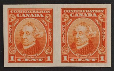 Canada #141 VFNH 1927 1c Macdonald Imperforate Pair