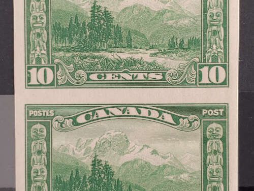 Canada #155a VFNH 1928 10c Mt. Hurd Imperforate Pair