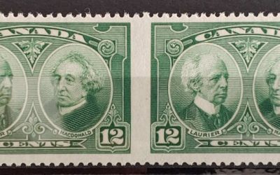 Canada #147b gen VFNH 1927 12c Perf by Imperf Pair